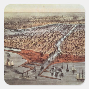 Adesivo Quadrado Chicago como era, c.1880