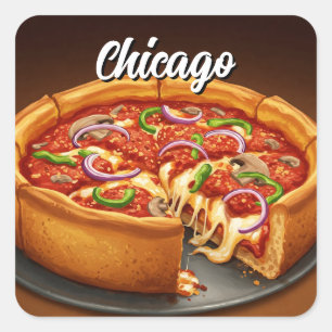 Adesivo Quadrado Chicago Deep Dish Pizza
