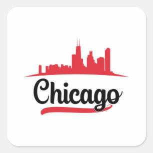 Adesivo Quadrado Chicago EUA Cidade Cityscape Skyline Funny Gift