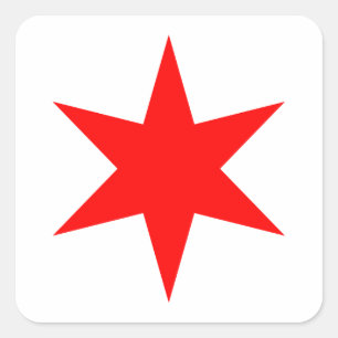 Adesivo Quadrado Chicago Flag 6 Pointed Star