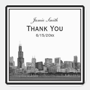 Adesivo Quadrado Chicago Skyline Entrou Em Frente Obrigado