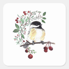 Adesivo Quadrado Chickadee Bird Art