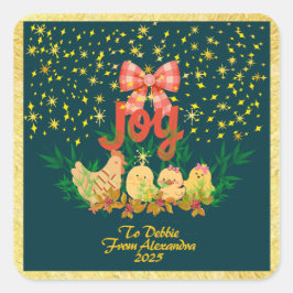 Adesivo Quadrado Chicken country Christmas sticker