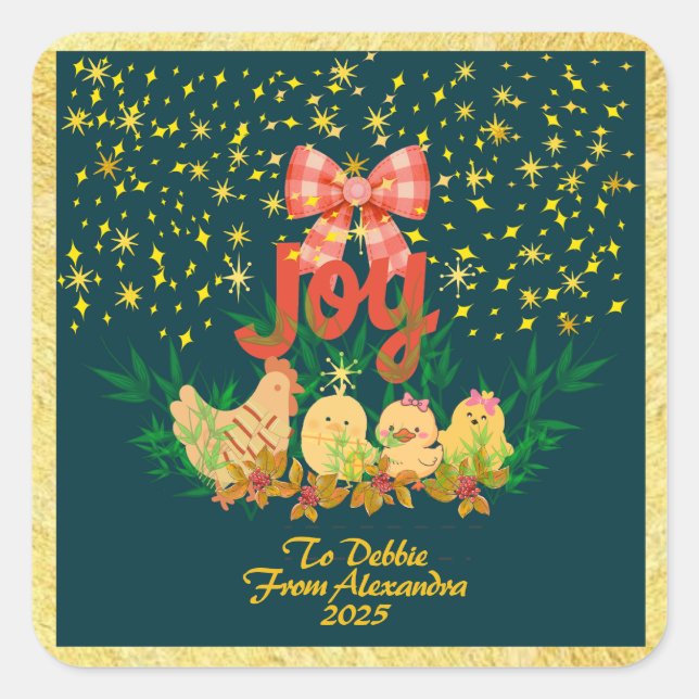 Adesivo Quadrado Chicken country Christmas sticker (Frente)