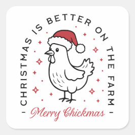 Adesivo Quadrado Chicken Merry Christmas farm country funny quotes