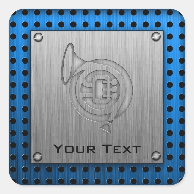 Adesivo Quadrado Chifre francês com aspecto metálico escovado (Frente)