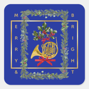 Adesivo Quadrado Chifre Francês Elegante Natal Azul Real