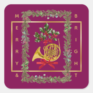 Adesivo Quadrado Chifre Francês Elegante Natal Roxo