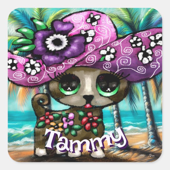 Adesivo Quadrado Chihuahua Cachorros Palmeiras personalizadas (Frente)