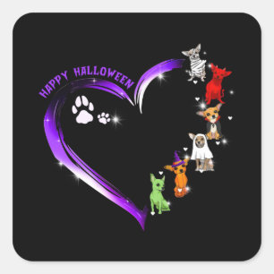 Adesivo Quadrado Chihuahua Costume Feliz Dia das Bruxas Camisa Cach