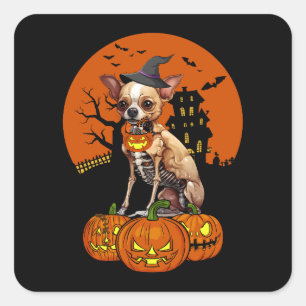 Adesivo Quadrado Chihuahua Dog Halloween