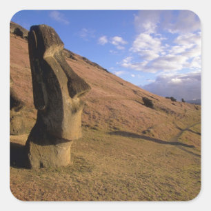 Adesivo Quadrado Chile, Ilha de Páscoa. Encosta com Moai