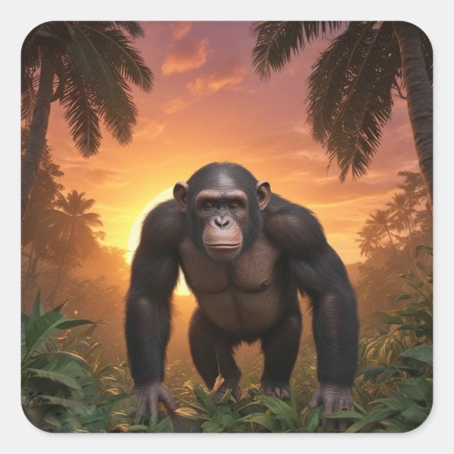 Adesivo Quadrado Chimp bonito (Frente)