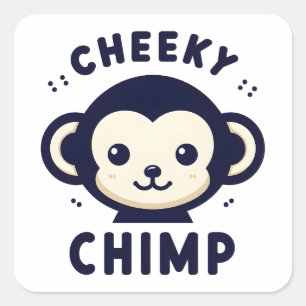 Adesivo Quadrado Chimp Chimp Sleek Minimalismo Macaco