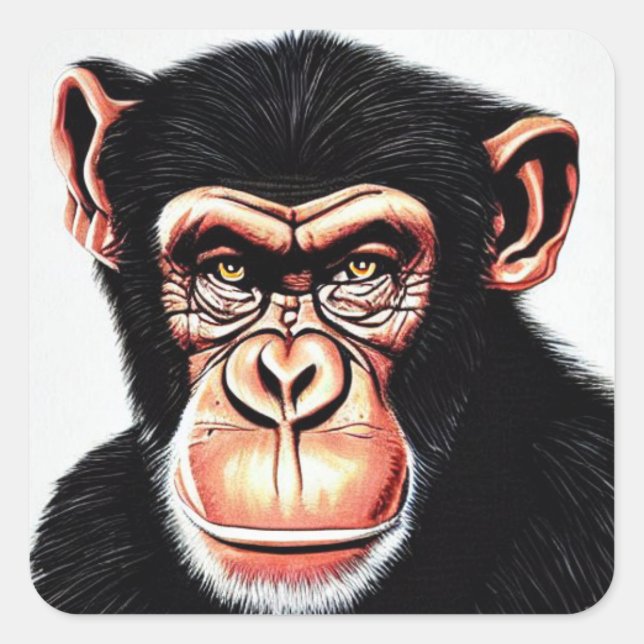 Adesivo Quadrado Chimpanzé (Frente)
