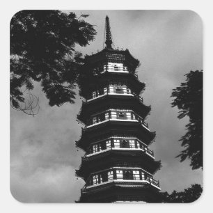 Adesivo Quadrado China Cantão a pagode florida 1970