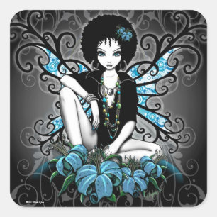Adesivo Quadrado "China" Retro Lily Yin Yang Fairy Art Stickers