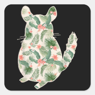 Adesivo Quadrado Chinchilla Flower Girl Impressão Floral Hawaiai Wo