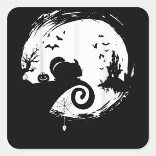 Adesivo Quadrado Chinchilla Halloween Figurume Moon Silhouette