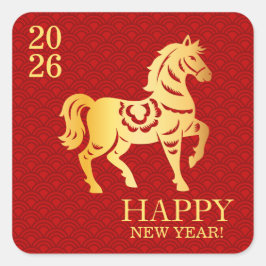 Adesivo Quadrado Chinese New year of the Horse 2026