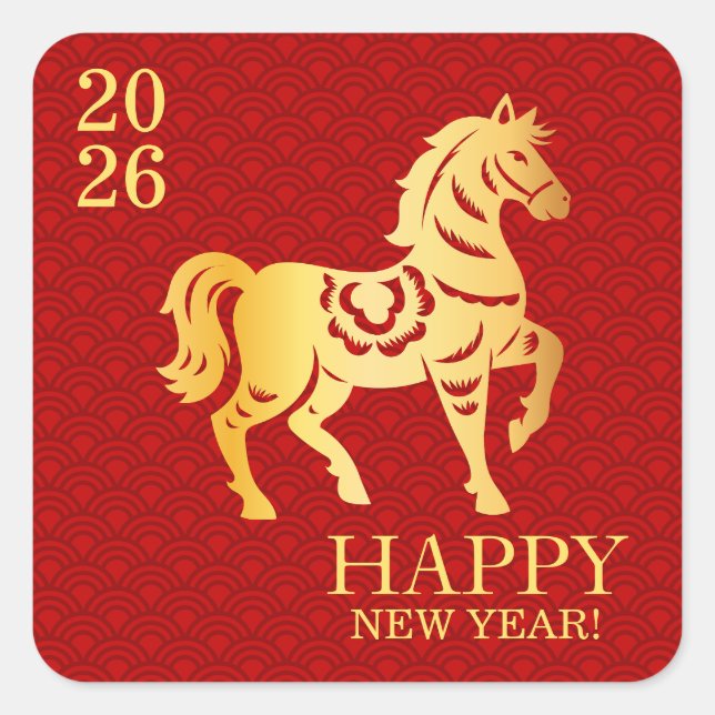 Adesivo Quadrado Chinese New year of the Horse 2026 (Frente)