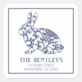 Adesivo Quadrado Chinoiserie Bunny Rabbit Devolver Rótulos de Ender