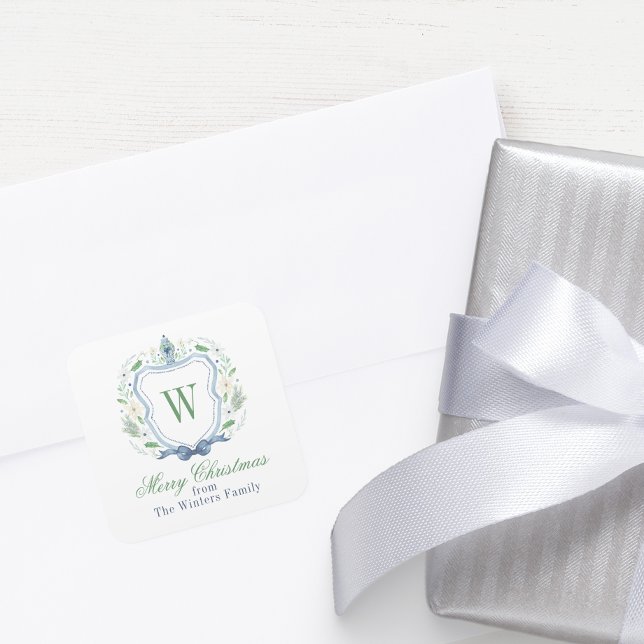 Adesivo Quadrado Chinoiserie Ginger Jar Monograma Crest (Criador carregado)