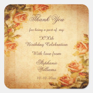 Adesivo Quadrado Chique Vintage Damask Rosa Peach Aniversário