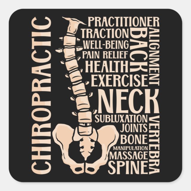 Adesivo Quadrado Chiropractic Spine Therapist Chiropractor Chiro (Frente)