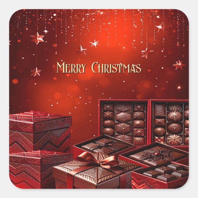 Adesivo Quadrado Chocolate Candy Christmas Holiday Sticker (Frente)