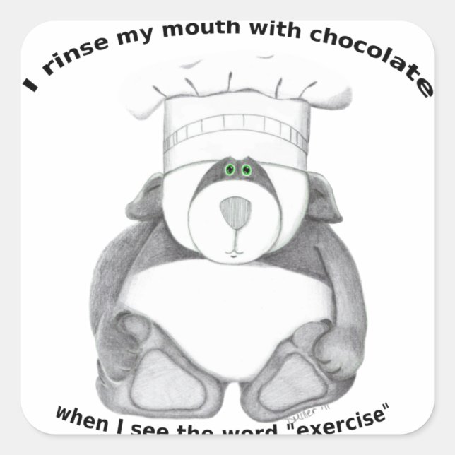 Adesivo Quadrado Chocolate de Chef de Panda Bear (Frente)