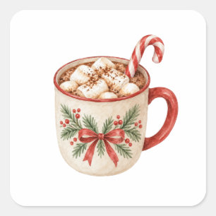 Adesivo Quadrado Chocolate Quente e Cana de Açúcar