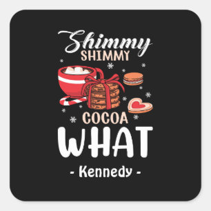 Adesivo Quadrado Chocolate Quente Engraçado e Cookie Winter