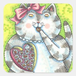 ADESIVO QUADRADO CHOCOLATES DO ADMIRER SECRETO DE KITTEN, NAMORADOS
