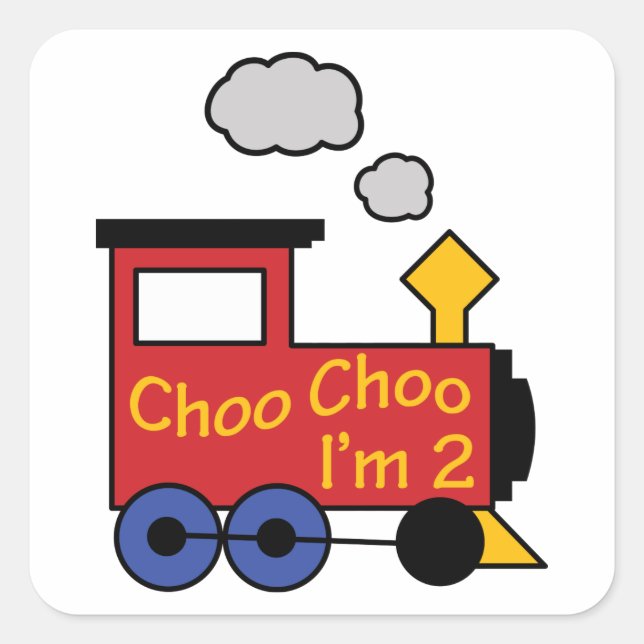 Adesivo Quadrado Choo Choo I'm Two (Frente)
