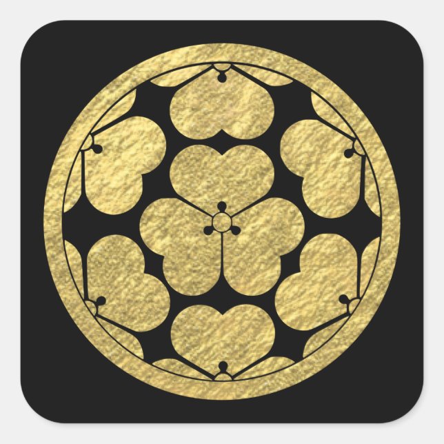 Adesivo Quadrado Chosokabe Mon japonês - clã samurai (Frente)