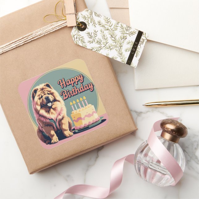 Adesivo Quadrado Chow Chow Colorful (Presentear)