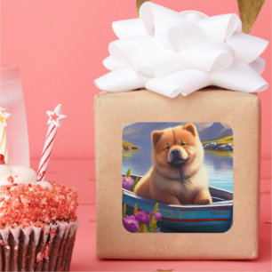 Adesivo Quadrado Chow Chow em um Paddle: Uma aventura cênica