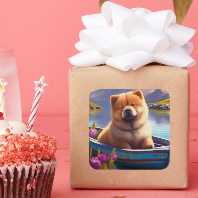 Adesivo Quadrado Chow Chow em um Paddle: Uma aventura cênica (Festa)