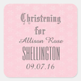 Adesivo Quadrado Christening for Girl PINK Tiny Flowers V04