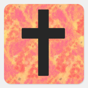 Adesivo Quadrado Christian Cross Stickers Cor do nascer do sol Fund