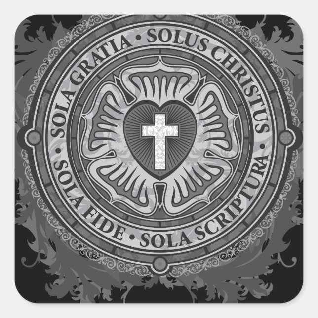 Adesivo Quadrado Christian Gift Luther Rosa J-rosa-black-background (Frente)