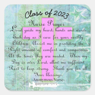 Adesivo Quadrado Christian Nurse Prayer Classe 2023 Sticker Quadrad