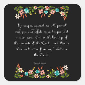 Adesivo Quadrado Christian Quote Art - Isaiah 54:17