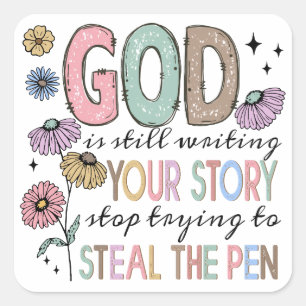 Adesivo Quadrado Christian Quote Retro
