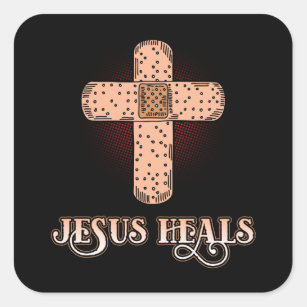 Adesivo Quadrado Christian Sticker (Quadrado) - Jesus cura