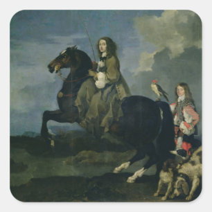 Adesivo Quadrado Christina da suecia (1626-89) a cavalo, 1653 (