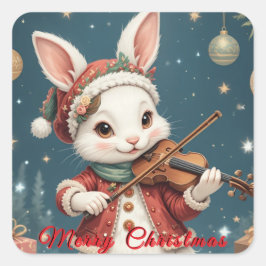 Adesivo Quadrado Christmas Bunny Sticker
