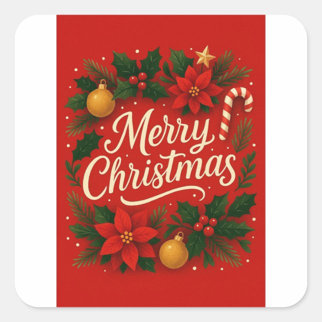 Adesivo Quadrado Christmas eve gift cards  (Frente)