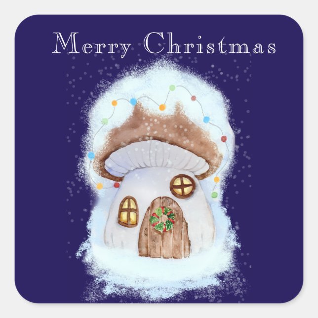 Adesivo Quadrado Christmas fairy house (Frente)